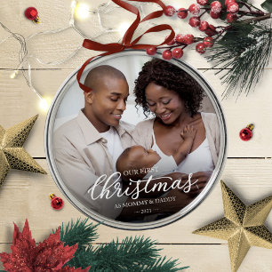 Ornement En Métal Notre premier Noël en tant que Maman et Papa Photo