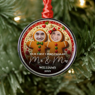Ornement En Métal Notre premier Noël M. et Mme Fun Gingerbread Photo