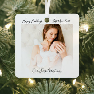 Ornement En Métal Notre premier Noël Maman et Vacances photo bébé