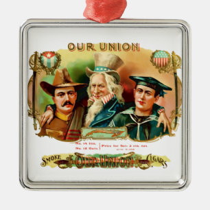 Ornement En Métal Notre Union Vintage boîte à cigares Étiquette