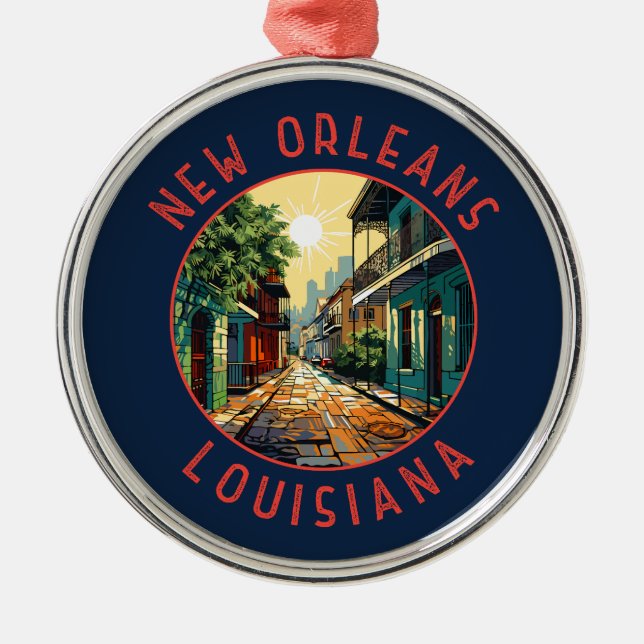 Ornement En Métal Nouvelle-Orléans Louisiane Retro Cercle en détress (Devant)