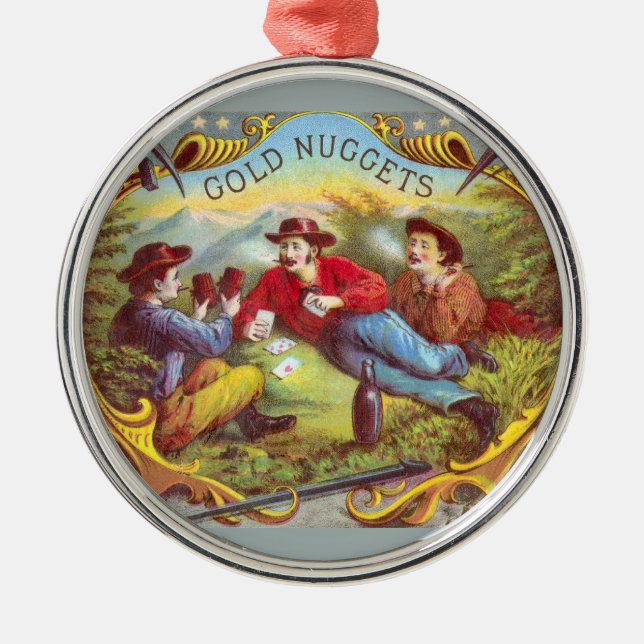 Ornement En Métal Nuggets d'or Antique Étiquette Cigar (Devant)