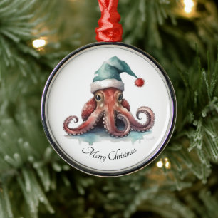Ornement En Métal Octopus Christmas Joy, coutume