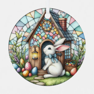 Ornement En Métal OEufs De L'Eglise Du Lapin De Pâques Fleurs De Ver