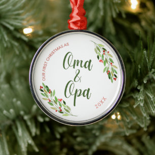 Ornement En Métal Oma et Opa, premier Noël 
