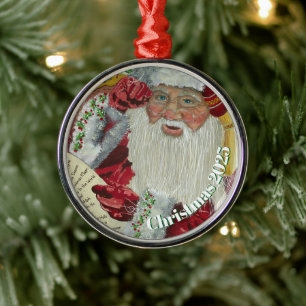 Ornement En Métal Ordinateur Père Noël Premium Classic - Vérifier de
