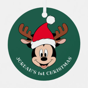 Ornement En Métal Oreilles de Renne de Mickey Mouse   1er Noël de Bé