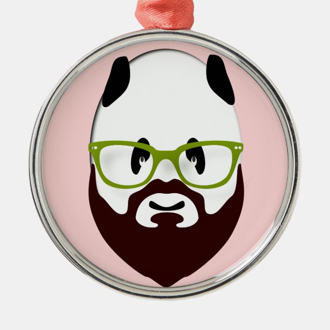 Ornement En Métal Panda Bear avec une barbe (Devant)