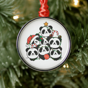 Ornement En Métal Panda sapin de Noël animal amusant Cerami de Noël 