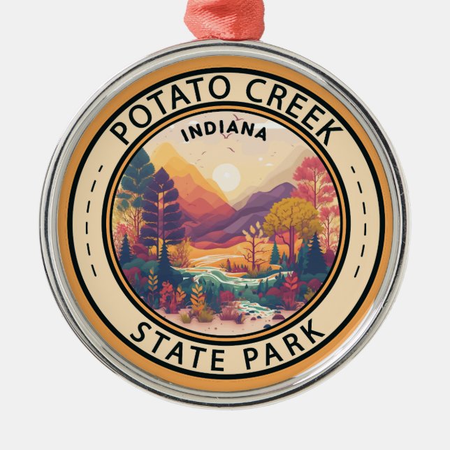 Ornement En Métal Parc d'état de Potato Creek Indiana Emblem (Devant)