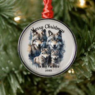 Ornement En Métal Parents du loup de Noël