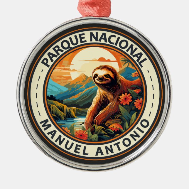 Ornement En Métal Parque Nacional Manuel Antonio Sloth Travel Art (Devant)
