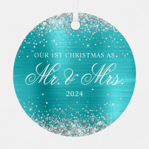 Ornement En Métal Parties scintillant Argent Turquoise Bleu Foil 1er