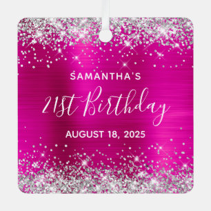 Ornement En Métal Parties scintillant d'argent Pink Hot Foil 21e ann