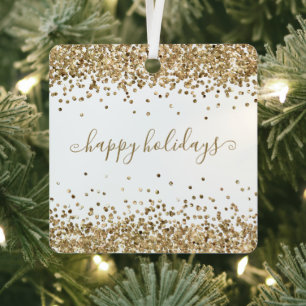 Ornement En Métal Parties scintillant d'or Joyeuses fêtes étincelant