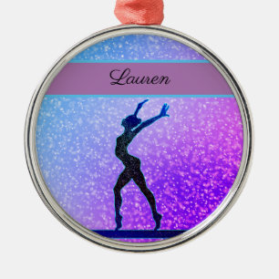 Ornement En Métal Parties scintillant Gymnastique poutre bleu et vio
