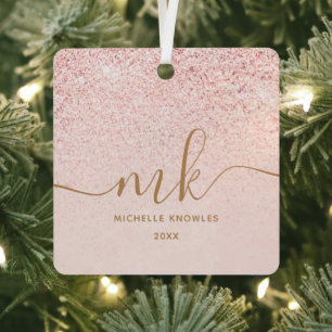 Ornement En Métal Parties scintillant or Rose tendance Initiales fan