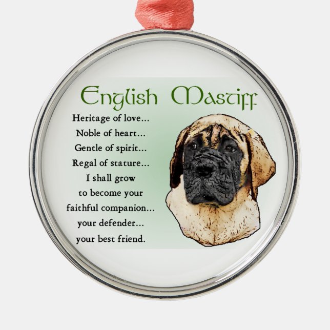 Ornement En Métal Patrimoine mastiff de l'amour en anglais (Devant)