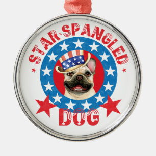 Ornement En Métal Patriotic Frenchie Metal Ornament
