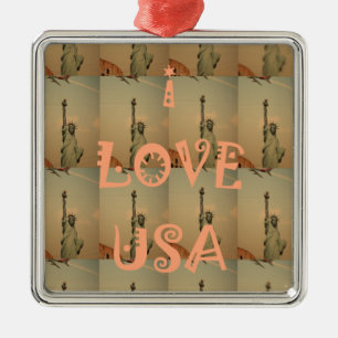 Ornement En Métal Patriotic Pop Art : "I Love USA" Graphisme Art Des