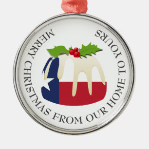 Ornement En Métal Patriotique   Pudding de Noël avec   DRAPEAU TEXAS