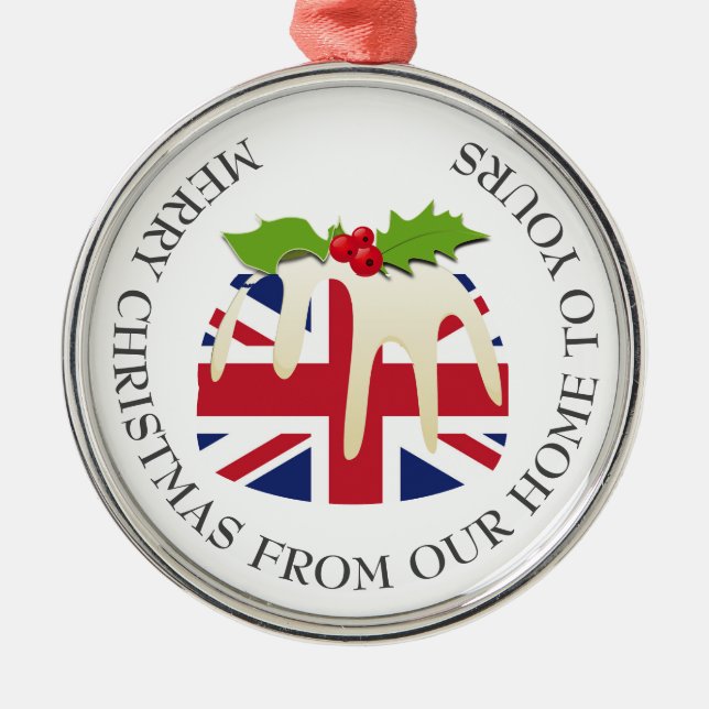 Ornement En Métal Patriotique | Pudding de Noël | UNION JACK (Devant)