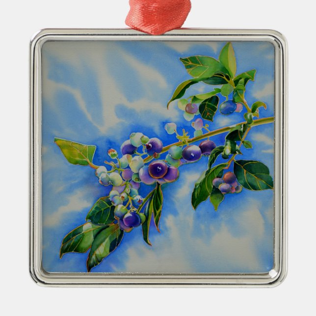 Ornement En Métal peinture à l'aquarelle de bleuet (Devant)