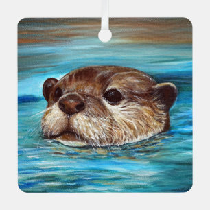 Ornement En Métal Peinture sur la loutre de rivière