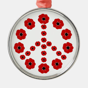 Ornement En Métal Pendentif de symbole de paix de pavots de souvenir