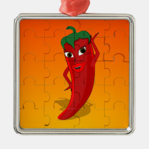 Ornement En Métal Pepper Rouge Diva Puzzle