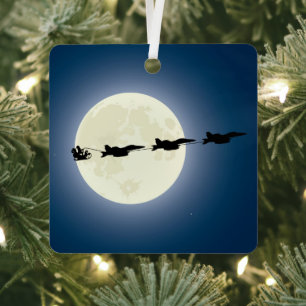 Ornement En Métal Père Noël et Super Hornets F/A-18 Jets Noël
