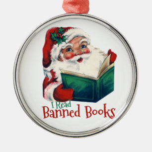 Ornement En Métal Père Noël Lit Les Livres Interdits