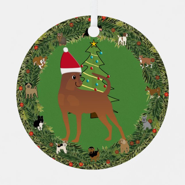 Ornement En Métal Père Noël Miniature Pinscher (Recto)