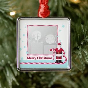 Ornement En Métal Père Noël, Sucre de canne et étoiles Photo de Noël