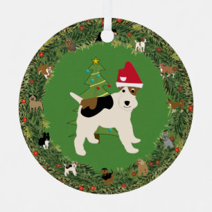 Ornement En Métal Père Noël Wire Fox Terrier