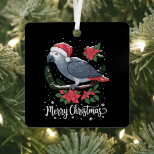Ornement En Métal Perroquet Gris Africain de Noël