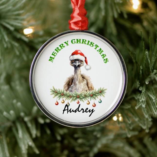 Ornement En Métal Personalized Christmas Aussie Animals Emu (Arbre)
