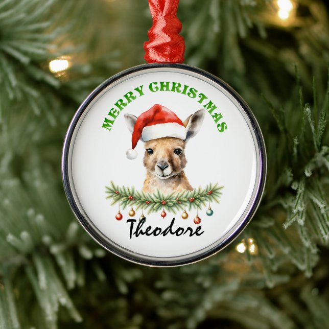 Ornement En Métal Personalized Christmas Aussie Animals Kangaroo (Arbre)