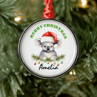 Ornement En Métal Personalized Christmas Aussie Animals Koala