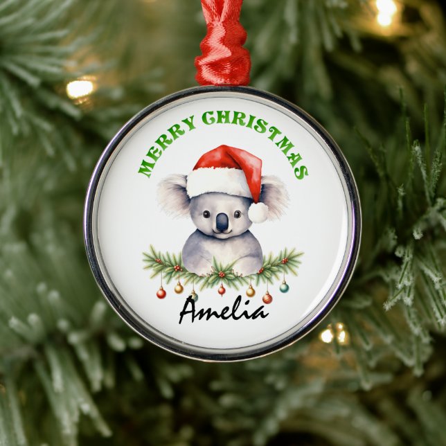 Ornement En Métal Personalized Christmas Aussie Animals Koala (Arbre)