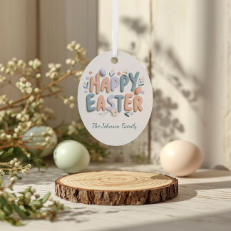 Ornement En Métal Personalized Happy Easter Family Ornament