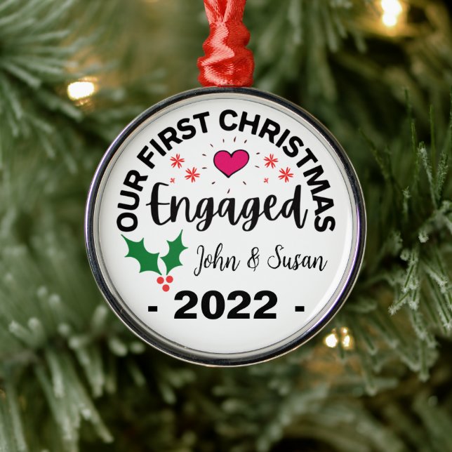 Ornement En Métal Personnalisé Noël, Fiançailles Personnalisé (Arbre)