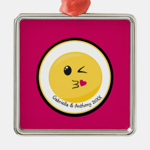 Ornement En Métal Personnalisé souffler un Kiss Love Ornament Emoji