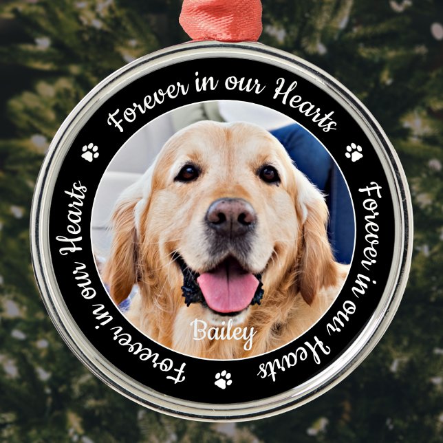 Ornement En Métal Pet Memorial Forever dans nos coeurs Photo personn (Créateur téléchargé)
