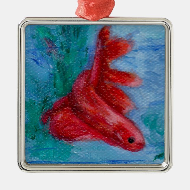 Ornement En Métal Peu de poissons rouges de Betta (Devant)