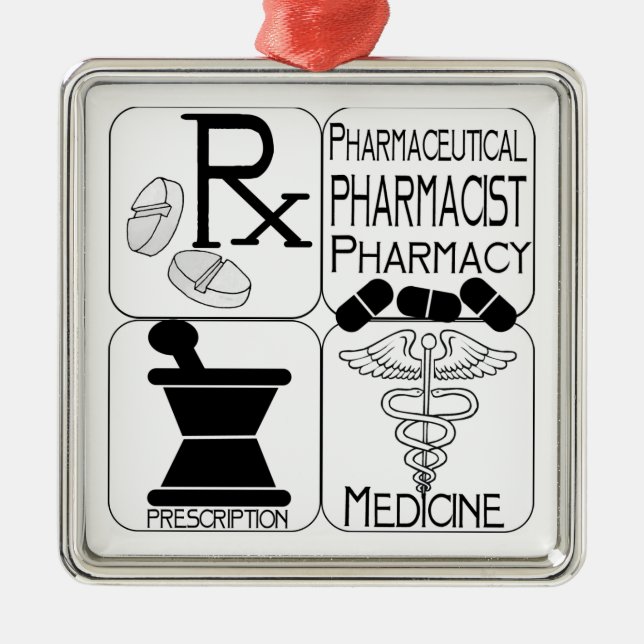 ORNEMENT EN MÉTAL PHARMACIE RX D'ORNEMENT DE NOËL DE PHARMACIEN (Devant)