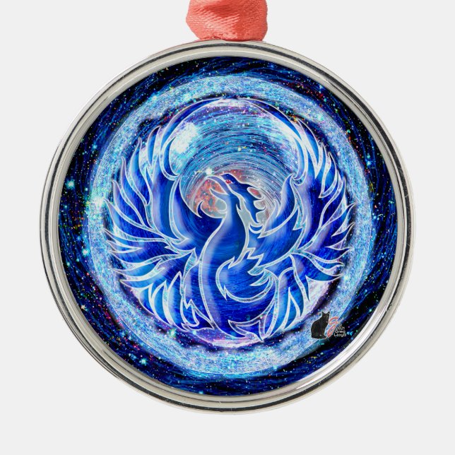 Ornement En Métal Phoenix bleu (Devant)