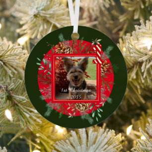 Ornement En Métal Photo Chien, Personnalisé, Premier Noël