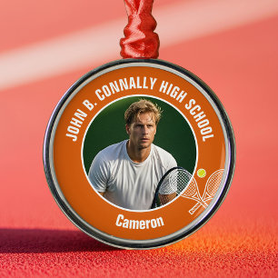 Ornement En Métal Photo de joueur de tennis Orange pour Noël au lycé
