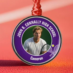 Ornement En Métal Photo de joueur de tennis violet pour Noël au lycé